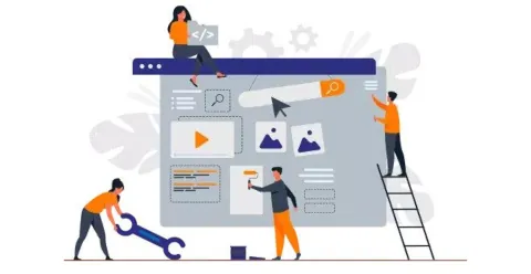 a group of people working on a website